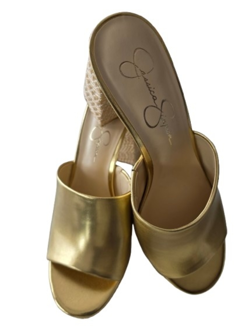 Jessica Simpson Gold Slide Sandals